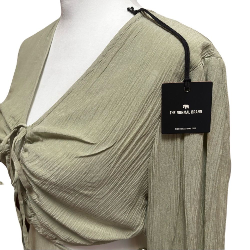 NWT The Normal Brand Ezra Crepe Cutout Dress XS Sage Boho Resort SOLD OUT - Picture 4 of 10